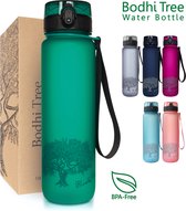 Bodhi Tree Waterfles 1 Liter - Drinkfles volwassenen - Sport Bidon - Water Bottle 1l - Groen