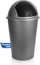 Afval Prullenbak 50 liter - Voor Binnen en Buiten - Zwenkdeksel - Grijs