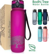 Bodhi Tree Drinkfles 1 Liter - Waterfles Sportfles BPA Vrij - Yoga Sport - Water Bottle 1liter - Fuchsia