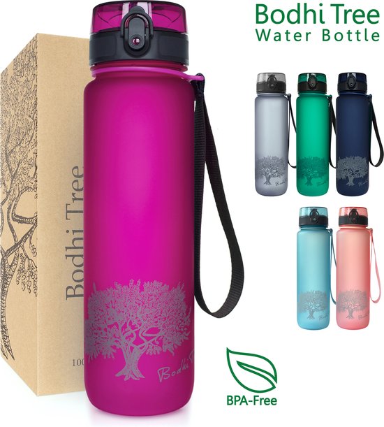 Foto: Bodhi tree waterfles 1 liter drinkfles 1 liter met fruit filter 100 lekvrij sportfles voor yoga sport fitness bpa vrij sports water bottle 1 liter fuchsia