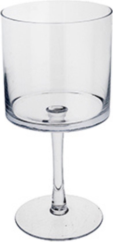 Decoratieve vaas op voet in helder glas H33