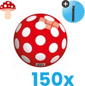 Rood met witte stippen - Lichtgewicht Speelgoed Bal - Kinderbal - 23 cm - Volumebundel 150 stuks - Inclusief Balpomp