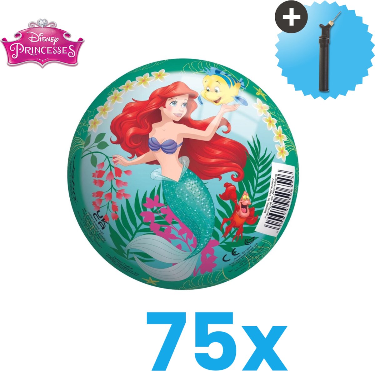 John Toys Disney Princess Lichtgewicht Speelgoed Bal Kinderbal 23 cm Volumebundel 75 stuks Inclusief Balpomp