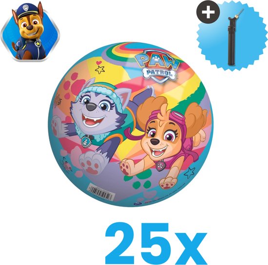 Paw Patrol Lichtgewicht Speelgoed Bal - Kinderbal - 23 cm - Volumebundel 25 stuks - Inclusief Balpomp