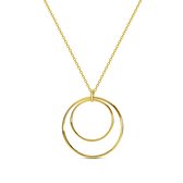 Miore - Gouden Harmonie Ketting, 14Kt Goud - Cirkel Zen Hanger - 45cm