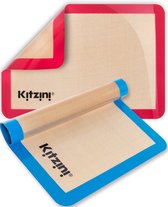 Kitzini Tapis de Cuisson en Siliconen - 2 pièces - Tapis de pâte - Tapis de four - Tapis résistant à la chaleur jusqu'à 250°C - Réutilisable et antiadhésif - Passe au lave-vaisselle - Sans BPA - Matériel de pâtisserie - Papier sulfurisé réutilisable