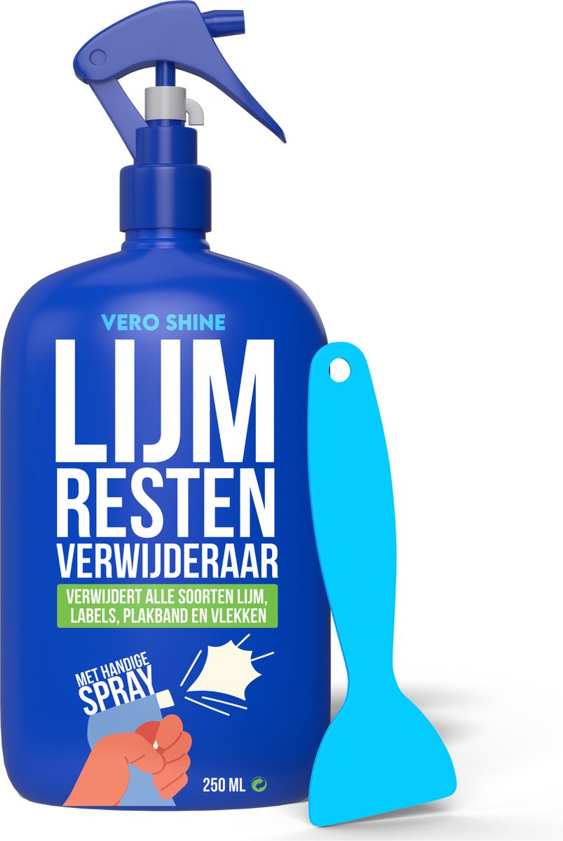 STICKERVERWIJDERAAR Vero Shine – Extra krachtige formule – Werkt binnen de minuut – Voor alle soorten stickers en lijmresten – Inclusief handige schraper.