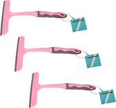 Discountershop Set van 3 Roze Multifunctionele Handmatige Raamwissers - Perfect voor Efficiënte Schoonmaak (16cm x 2cm x 26cm) - Auto, Douche & Meer!