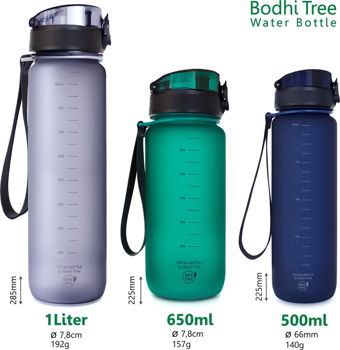 Bodhi Tree Waterfles 1 Liter - Drinkfles 1 Liter - Met Drinktuit thumbnail 2