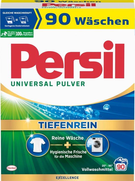 Persil Waspoeder Universal - Wasmiddel - Witte Was - Krachtige Vlekverwijdering - Hygiënische Frisheid - Grootverpakking - 90 Wasbeurten