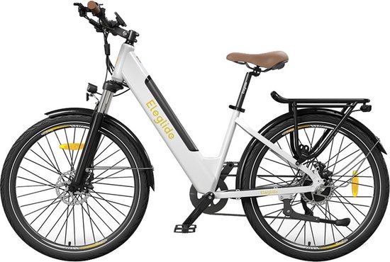 Eleglide T1 Step-Thru elektrische trekkingfiets 27,5 Inch CST-banden 36V 13Ah accu 250W borstelloze motor 25Km/h Shimano 7 versnellingen 100km maximaal bereik IPX4 waterdicht 120kg maximale belasting Dubbele schijfremmen - Wit