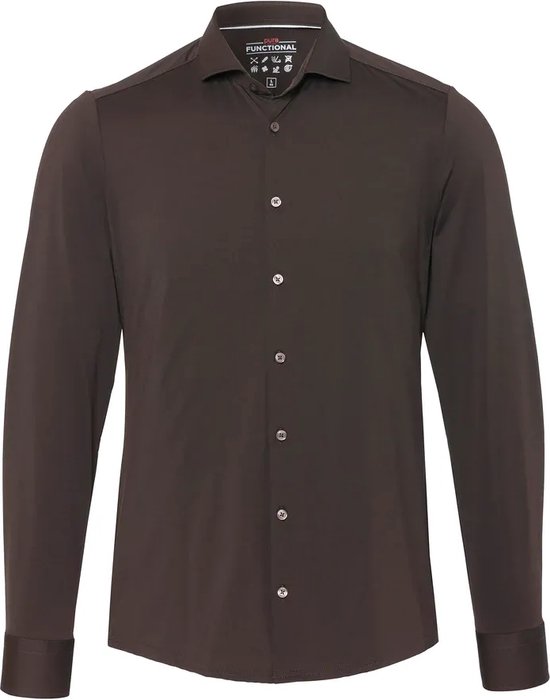 Pure - The Functional Shirt Donkerbruin - Heren - Maat 39 - Slim-fit