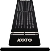 KOTO Check Out Carpet 285 X 80 cm Zwart, Professionelle Dartmatte zum Schutz des Bodens & der Dartpijl, Met Score-Indikation & Oche, Die Rechenhilfe Macht Ihnen das Rechnen Einfacher!