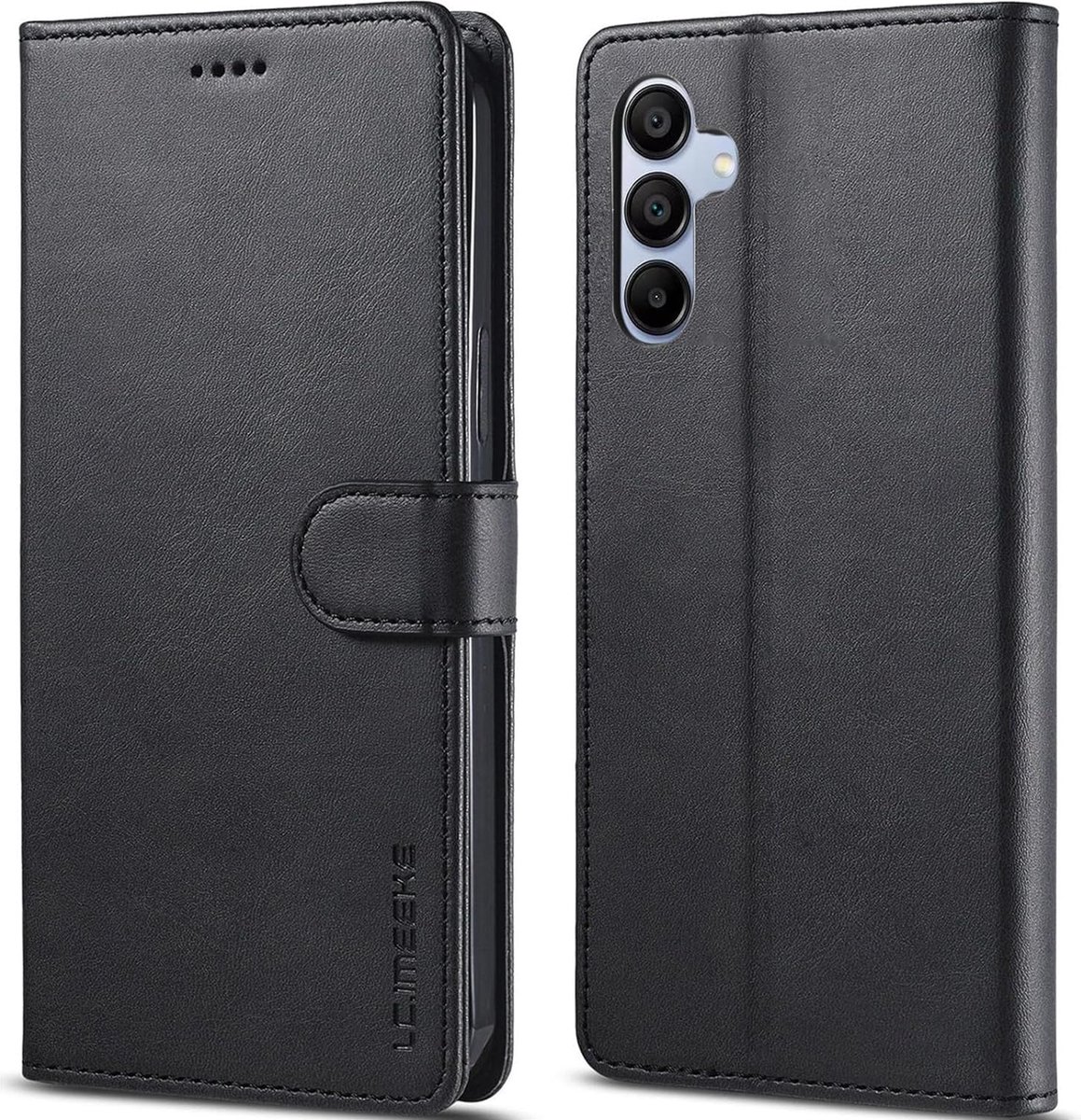 Geschikt voor Samsung Galaxy A15 4G/5G - Pasjeshouder - Magneet - Book Case Hoesje - Zwart