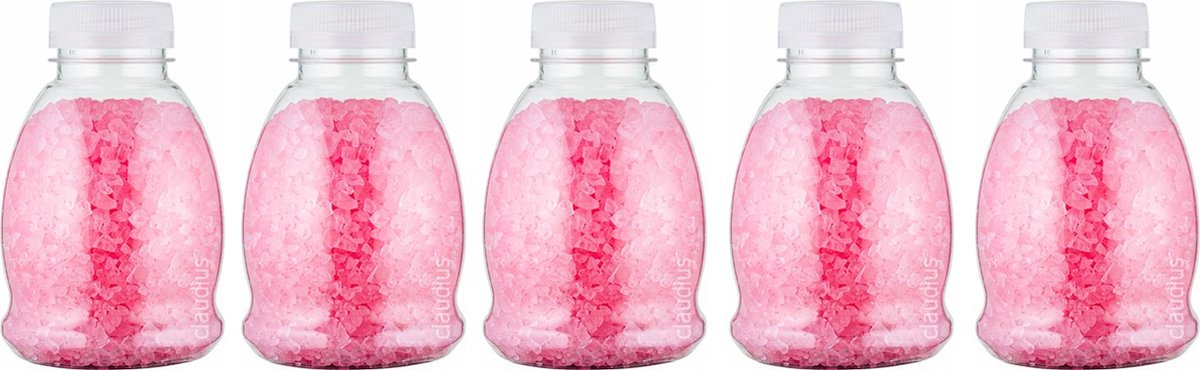 Goedkoopste Badzout Rozen - 375 gram - Fles met transparante dop - Set van 5 stuks