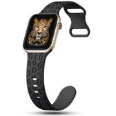 YONO Leopard Bandje geschikt voor Apple Watch - 45/44/42 mm - Siliconen Armband - Zwart