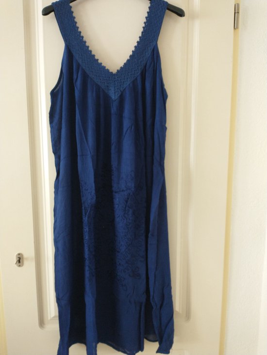 Robe longue femme Jessie uni bleu foncé XL/ XXL robe de plage crochetée col V sans manches