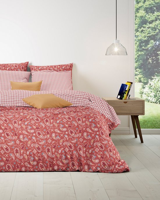 Mistral Home - Housse de couette - 100% coton renforcé - 200x200+2x65x65 cm - Bohdan Bibiane - Paisley - Rouge blanc