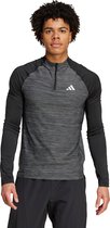 adidas Performance Gym+ Training 3-Stripes Longsleeve met Korte Rits - Heren - Zwart- 2XL