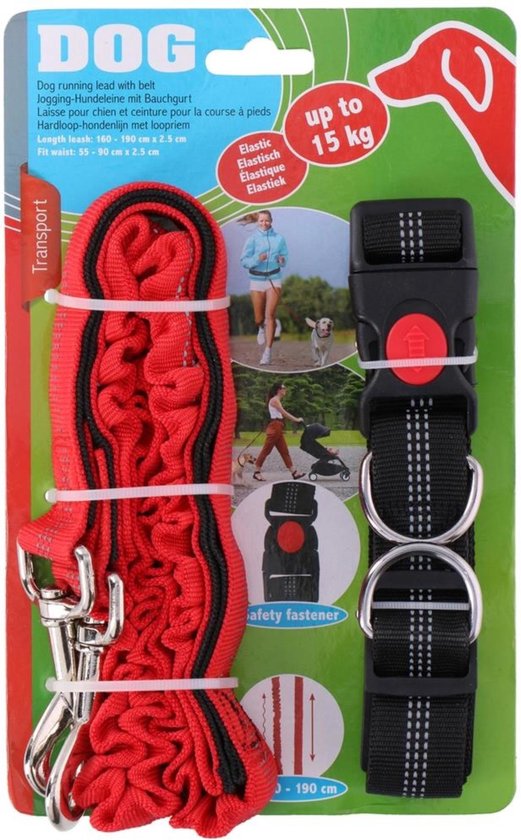 Lifetime Handsfree hardloopriem voor honden - schokabsorberend - verstelbare heupband 70-120 cm - riemlengte 115-155 cm