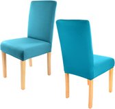 Charles Stretch-stoelhoes, ronde en hoekige rugleuningen, bi-elastische pasvorm met zegel van Öko-Tex-standaard 100: ‘getest en betrouwbaar’ (turquoise)
