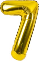 Festivz Gouden Cijfer Ballon 7 - Goud – 81 CM - Decoratie – Feestversiering – Golden - Verjaardag - Bruiloft - Feest