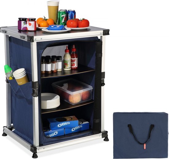 Timber Ridge Campingkast, opvouwbaar, campingkeuken, inklapbaar, auto, keukenkast, aluminium, vouwkast, outdoorkeuken, klapkast, draagbaar met draagtas, groen