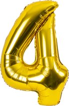 Festivz Gouden Cijfer Ballon 4 - Goud – 81 CM - Decoratie – Feestversiering – Golden - Verjaardag - Bruiloft - Feest