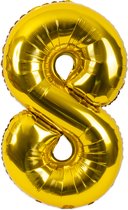 Festivz Gouden Cijfer Ballon 8 - Goud – 81 CM - Decoratie – Feestversiering – Golden - Verjaardag - Bruiloft - Feest