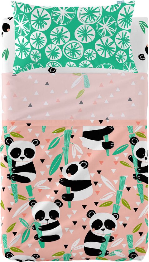 Set beddengoed HappyFriday Moshi Moshi Panda garden Roze Wieg voor baby's 2 Onderdelen