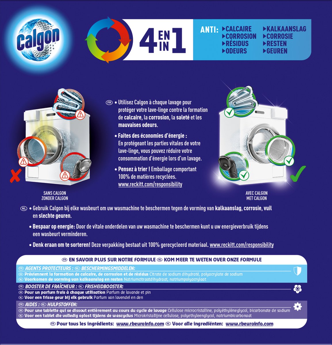 Calgon 4 in 1 Powerball Wasmachine Reiniger en Anti kalk - 75 Tabletten — afbeelding 6