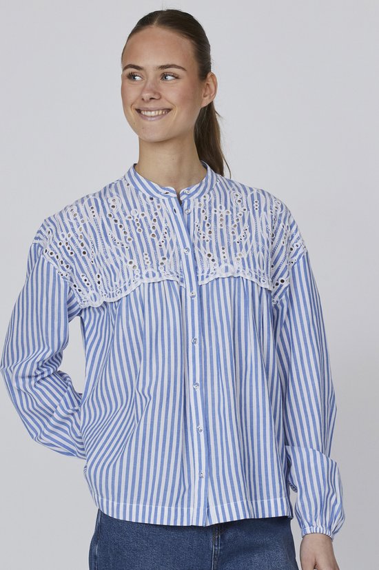 SISTERS POINT Ilua-sh1 - Chemisier Femme - White/ bleu - Taille M