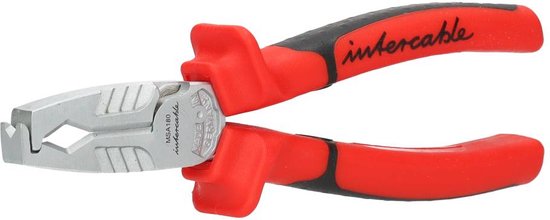 Intercable MSA180 striptang, 185mm, met rode antislip handvatten en metalen kop.