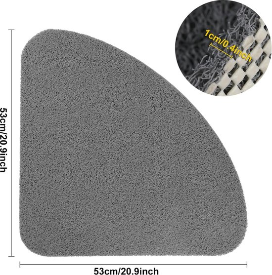 Tapis De Douche Antidérapant 80x80 Cm - PVC Doux à Effet Luffa/massant - Drainage Rapide - Gris