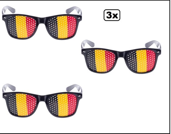 3x Lunettes Blues brother Belgique - Lunettes film Belgique festival soirée à thème party amusante lunettes de soleil Voetbal
