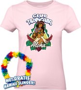 Dames t-shirt Hawaiian Hula Ukelele | Toppers in Concert 2024 | Club Tropicana | Hawaii Shirt | Ibiza Kleding | Lichtroze Dames | maat XXL
