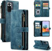 CaseMe - Telefoonhoesje geschikt voor Xiaomi Redmi Note 10 Pro / 10 Pro Max - Wallet Book Case met ritssluiting - Magneetsluiting - Blauw