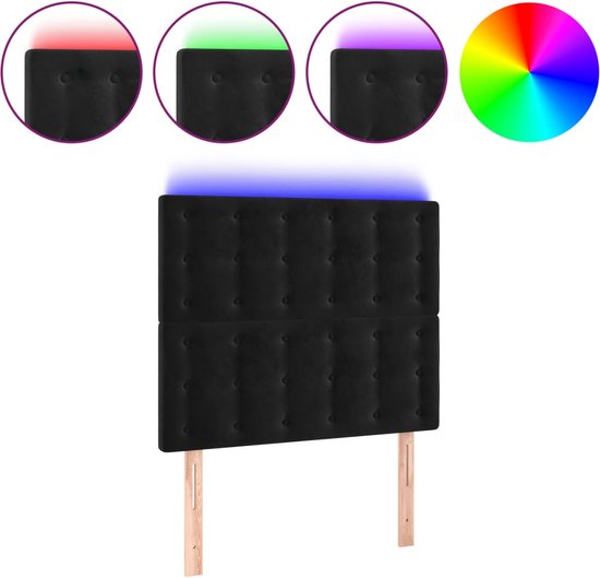 vidaXL-Tête de lit- LED-90x5x118/128-cm-velours-noir