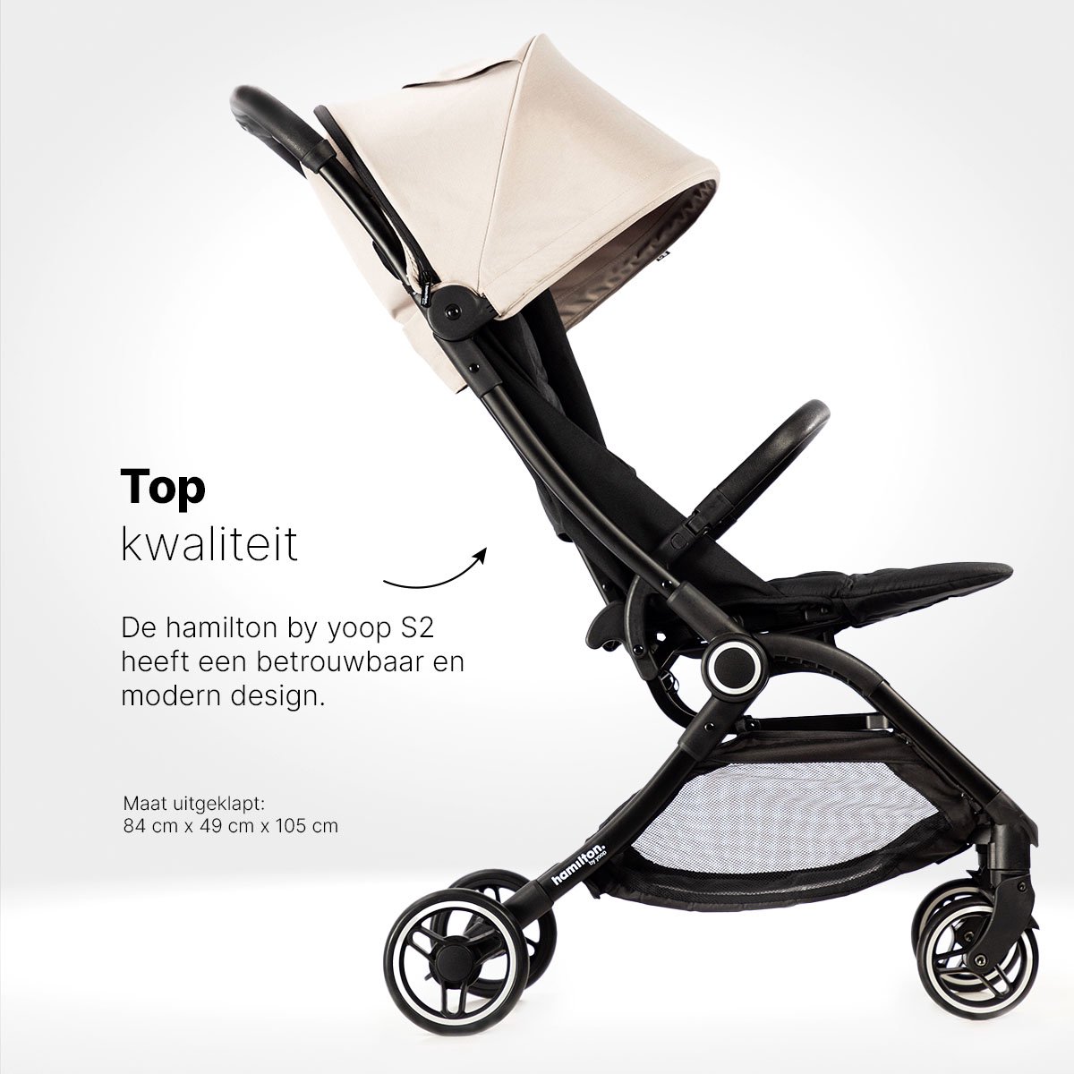 Hamilton by Yoop S2 Lichtgewicht Buggy - MagicFold - Tot 22 kg - Compacte Reisbuggy - Bekerhouder en Reisband - Beige – foto 3