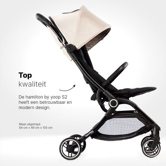 Hamilton by Yoop S2 Lichtgewicht Buggy - MagicFold™ Technologie - Tot 22 kg - Kinderwagen inclusief Reisband en Bekerhouder - Compact, Verstelbaar, Opvouwbaar en Inklapbaar - Plooibuggy Baby - Kaki van Hamilton — afbeelding 3