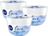 NIVEA Care Bodycrème - Crème Voor gezicht, handen en lichaam - 24 uur lang intensieve voeding - Voordeelverpakking: 3 x 200 ml