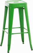 In And OutdoorMatch Barkruk Brad - Zonder rugleuning - Set van 1 - Ergonomisch - Barstoelen voor keuken of kantine - Groen - Metaal - Zithoogte 77cm