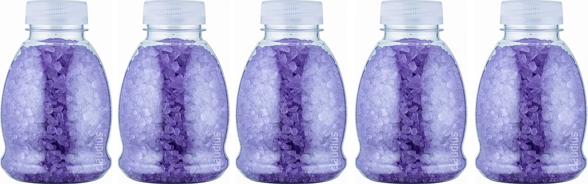 Goedkoopste Claudius Badzout Lavendel - 375 gram - Fles met transparante dop - Set van 5 stuks