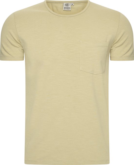 Mario Russo T-shirt - T-shirts Heren - Katoen - M - Olijf Groen