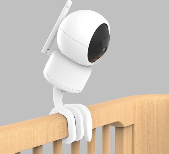 Norhogo Babyfoonhouder, babycamerahouder, babymonitorhouder, camerahouder, flexibele babyfoonhouder voor kinderbed, ledikant, reling, video, 1/4 schroefaansluiting, wit