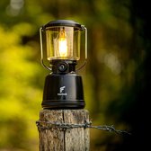 Favour L0818 Retro Camping lamp oplaadbaar LED, 320 Lumen, IP64 Waterdicht, Draagbare Kampeerlamp, Tentlamp, Traploos Dimbare Lamp incl. Kaarslicht-modus, Zwart, Batterijen niet inbegrepen
