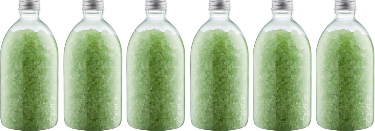 Goedkoopste Badzout Eucalyptus - 600 gram - Fles met aluminium dop - Set van 6 stuks