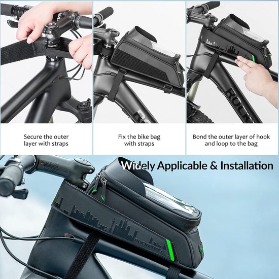 Fiets-frametas, waterdicht, telefoonhoesje, touchscreen voor mobiele telefoons tot 7,0 inch (17,0 cm) iPhone 14/13 Plus/Pro Max, Galaxy S23/S22 Ultra, Huawei P60 Pro/Mate50 van Lruvdox — afbeelding 5
