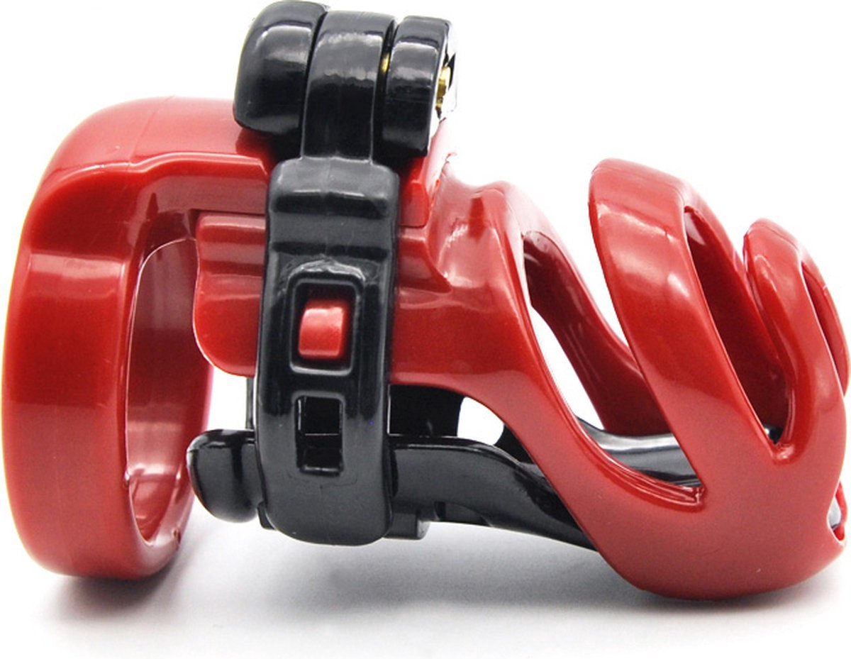 Goedkoopste Cyborg Cage - Chastity Cage Kuisheidskooi - Zwart/Rood