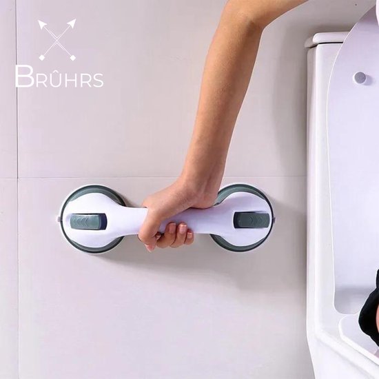 Brûhrs® 2 Stuks Douche Toilet Handgreep met Zuignap Badkamer - Geschikt voor douche en toilet - Vochtbestendig - Veiligheidsgreep - Handvat voor ouderen en kinderen - 30 CM - Brûhrs